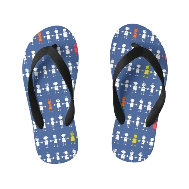 Blue Robot Children's Kid's Jandals (Footbed)