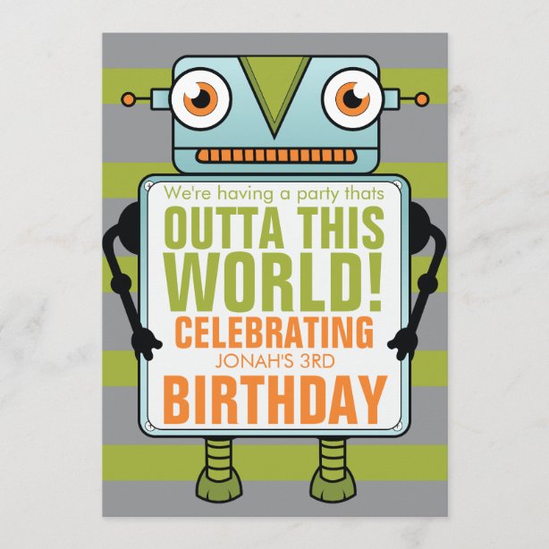 Robot Birthday Invitations | Zazzle.co.nz