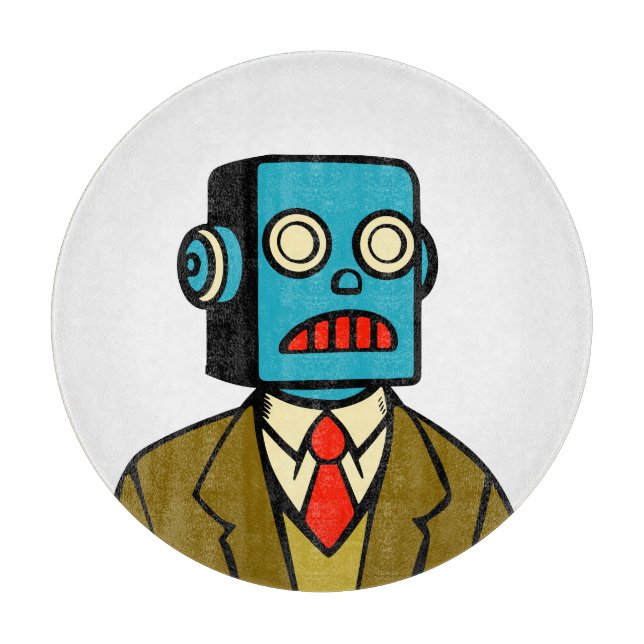 Blue Robot Cutting Board (Front)