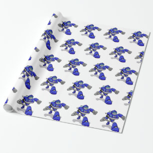 Blue robot for kids - Choose background color Wrapping Paper