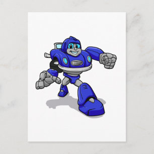 Blue robot for kids - Choose background colour Postcard