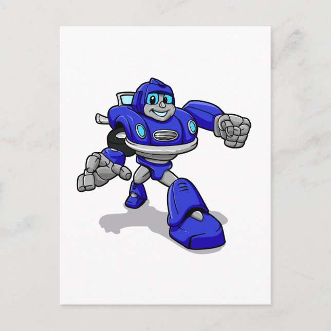 Blue robot for kids - Choose background colour Postcard (Front)