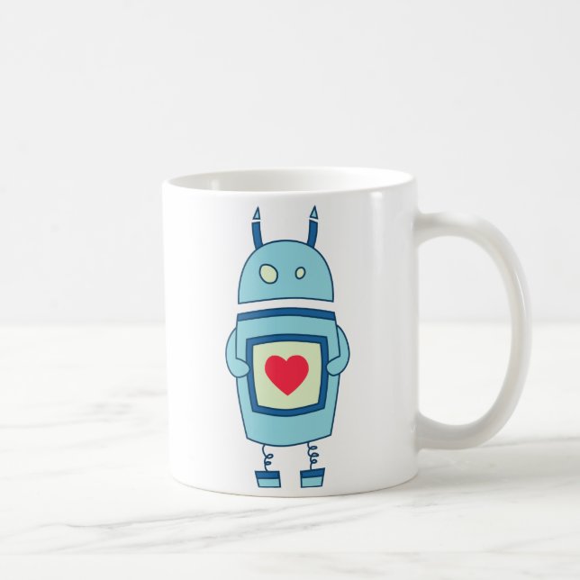 Blue Robot With Heart Coffee Mug (Right)