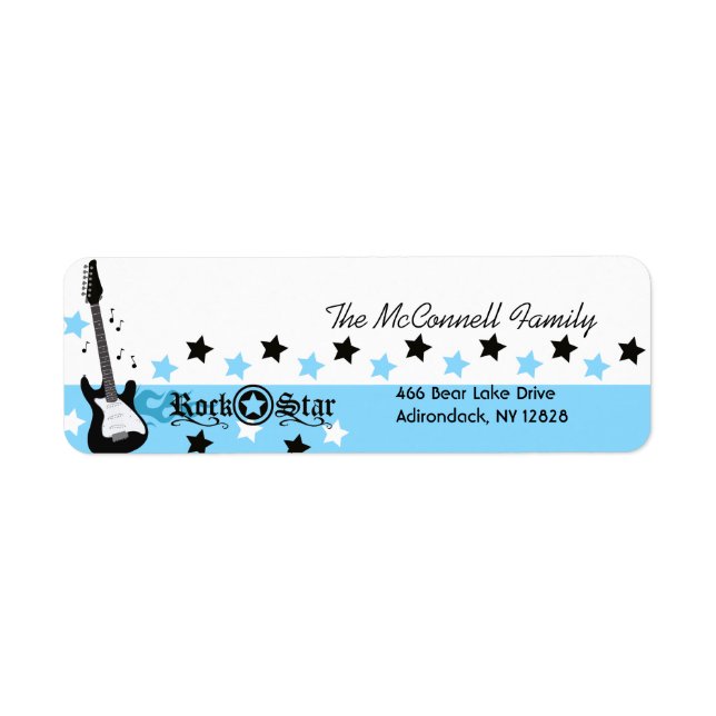 Blue Rock Star PRINTABLE ADDRESS LABELS (Front)