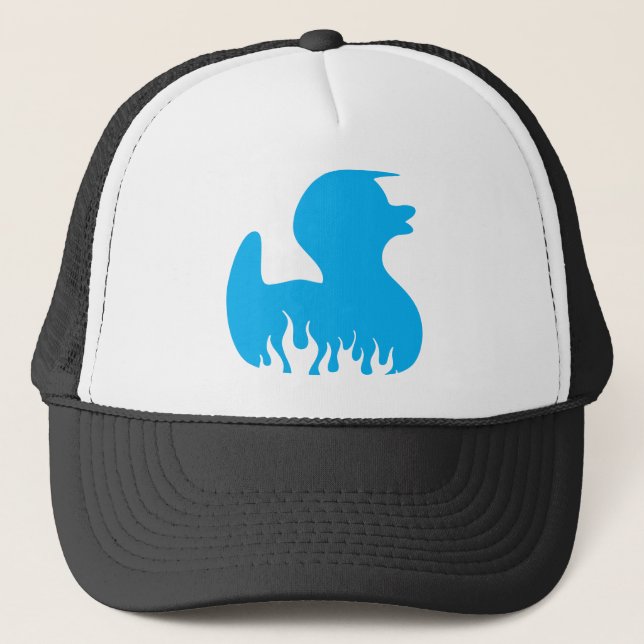 Blue Rockabilly Duck Trucker Hat (Front)
