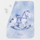 Blue Rocking Horse Baby Blanket
