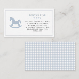 Blue Rocking horse Baby Shower Books for baby Enclosure Card