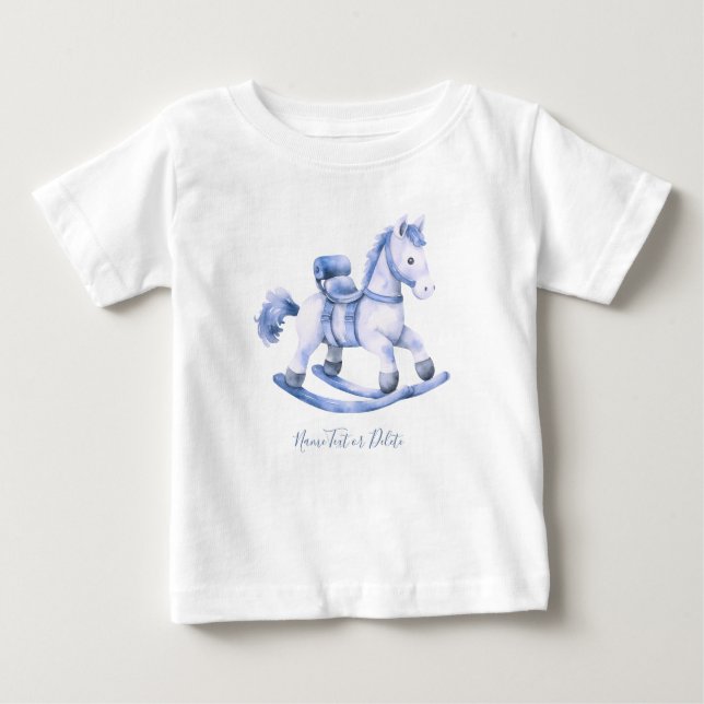 Blue Rocking Horse Baby T-Shirt (Front)