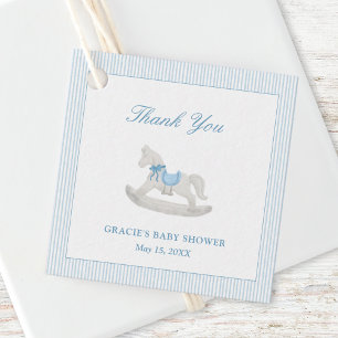 Blue Rocking Horse Boy Baby Shower Thank You Favou Favour Tags