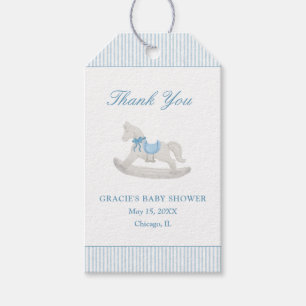 Blue Rocking Horse Boy Baby Shower Thank You Favou Gift Tags