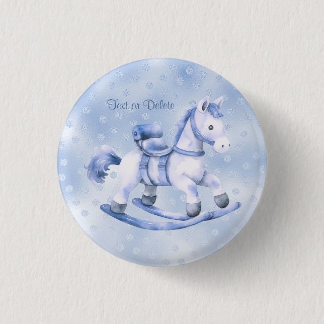 Blue Rocking Horse Button (Front)