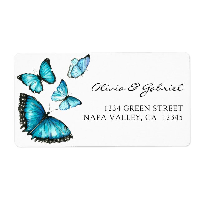 Blue romantic butterflies. Airy wedding address (Front)