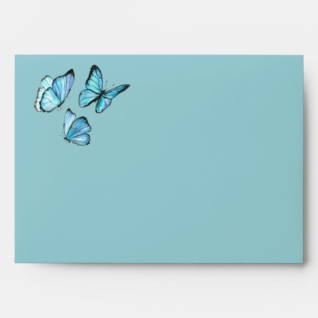 Blue Romantic butterflies Elegant stylish Wedding  Envelope (Front)