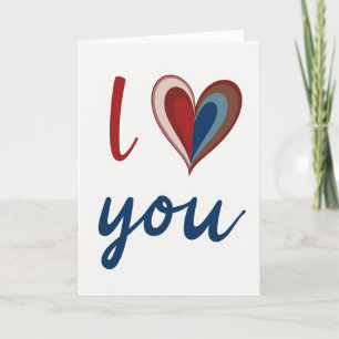 Blue Romantic I Love You Card