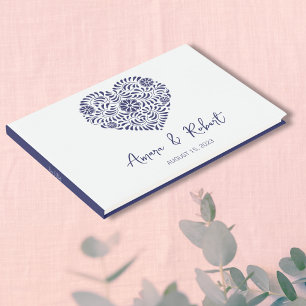 Blue Romantic Talavera heart Guest Book