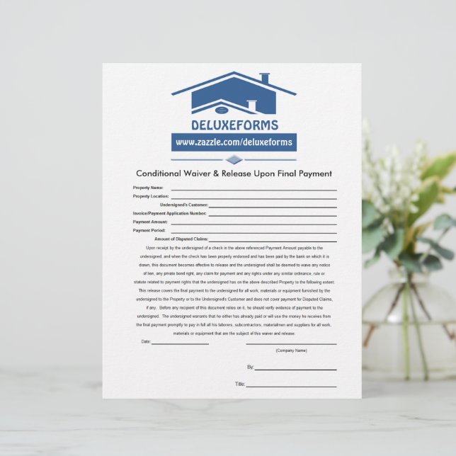 Blue Roof Conditional Waiver Release Final Custom Letterhead (Standing Front)