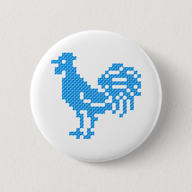 Blue Rooster 6 Cm Round Badge (Front)