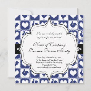 Blue Rooster American Country Farm Pattern Invitation