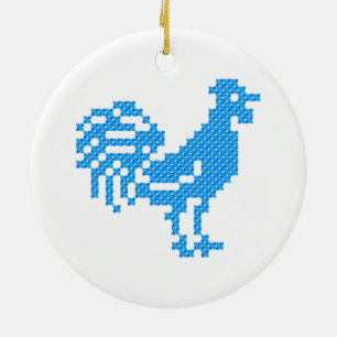 Blue Rooster Ceramic Tree Decoration