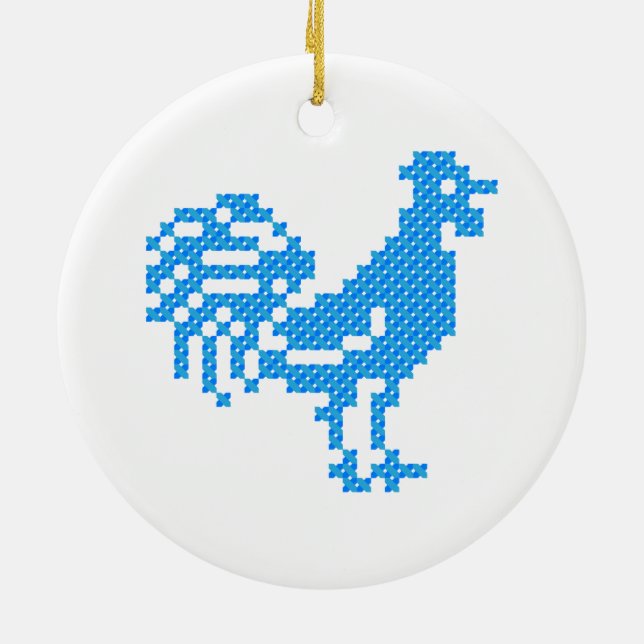 Blue Rooster Ceramic Tree Decoration (Back)