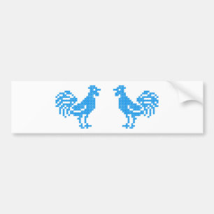 Blue Rooster cross-stitch Bumper Sticker
