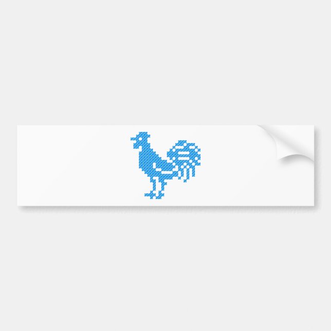 Blue Rooster cross-stitch Bumper Sticker (Front)