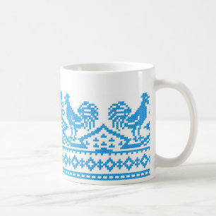 Blue Rooster cross-stitch Coffee Mug