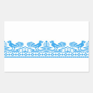 Blue Rooster cross-stitch Rectangular Sticker