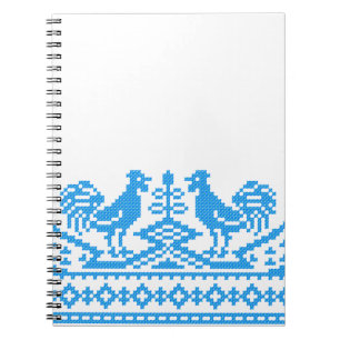 Blue Rooster cross-stitch Spiral Notebook