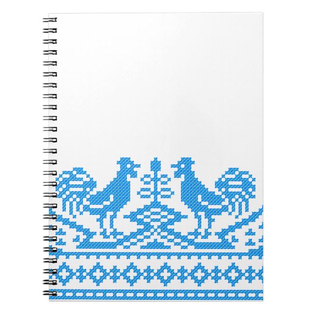 Blue Rooster cross-stitch Spiral Notebook (Front)