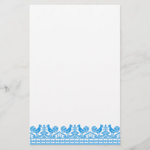 Blue Rooster cross-stitch Stationery