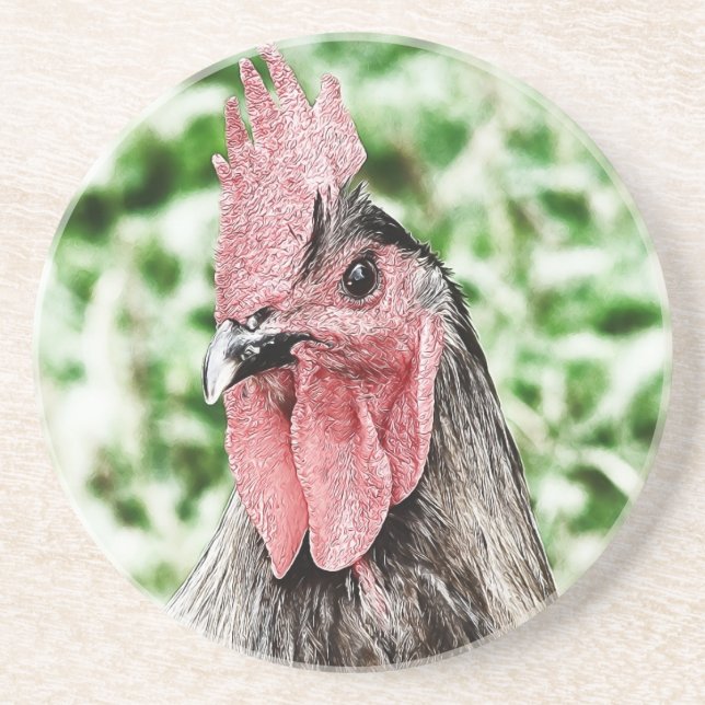 Blue Rooster Digital Art Coaster (Front)