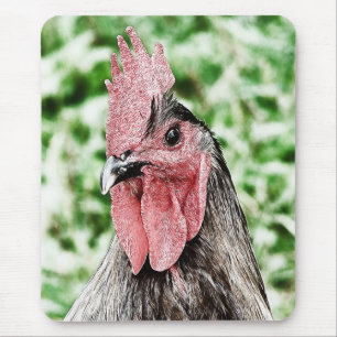 Blue Rooster Digital Art Mouse Pad
