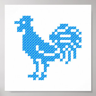 Blue Rooster Poster