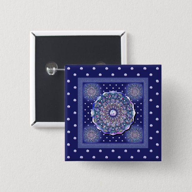 blue rosace 15 cm square badge (Front & Back)
