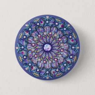 blue rosace 6 cm round badge