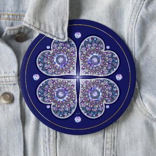 blue rosace 6 cm round badge