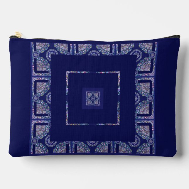 Blue Rosace Accessory Pouch (Front)