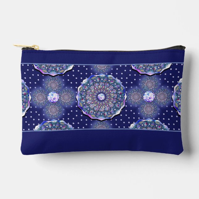 Blue Rosace Accessory Pouch (Front)