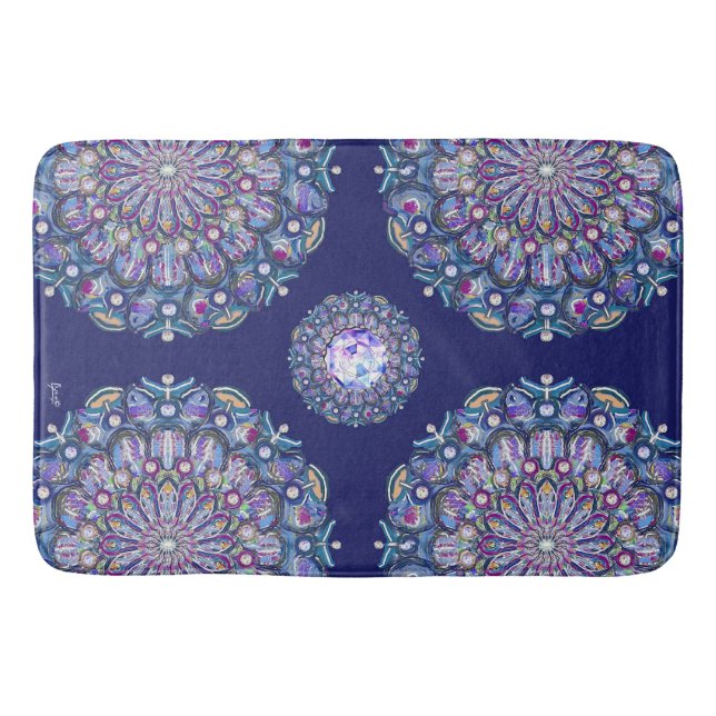 Blue Rosace Bath Mat (Front)