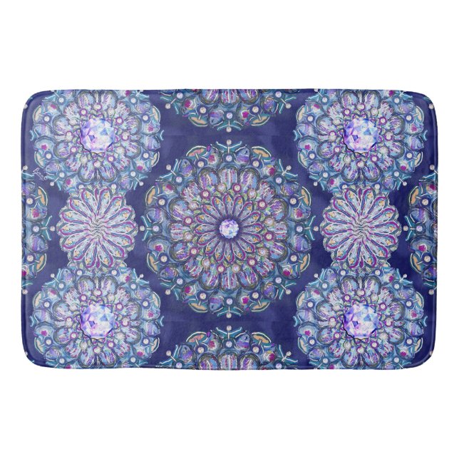 Blue Rosace Bath Mat (Front)