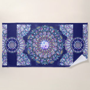 Blue Rosace Beach Towel