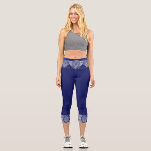Blue rosace capri leggings