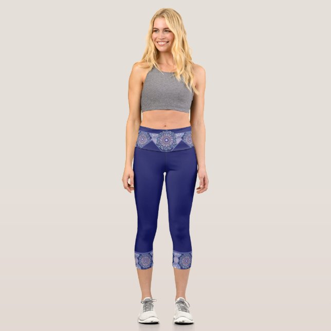 Blue rosace capri leggings (Front)