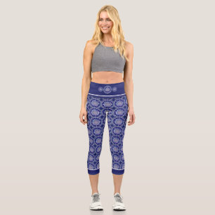 Blue rosace capri leggings