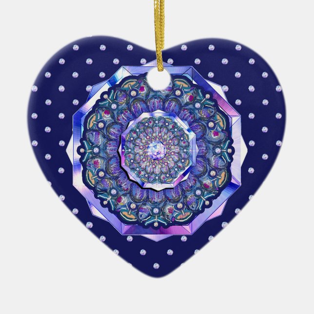 blue rosace ceramic tree decoration (Front)