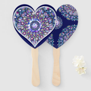 Blue Rosace Hand Fan