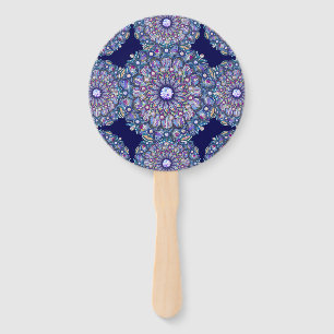 Blue Rosace Hand Fan