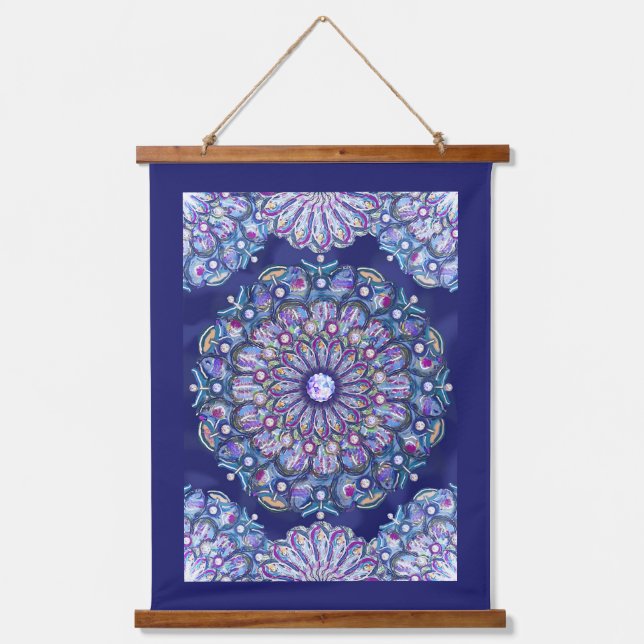 Blue Rosace  Hanging Tapestry (Front)