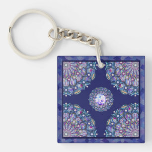 blue rosace key ring